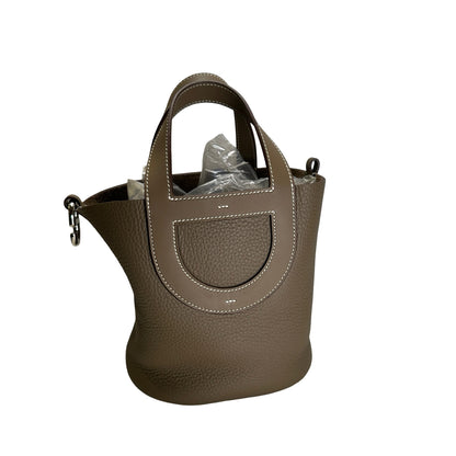 Used HERMES Clemence Swift In the Loop Handbag Etoupe