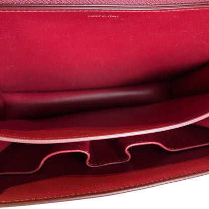 Used CELINE Solid Classic Box Bag Shoulder Bag Burgundy GHW
