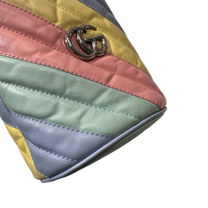 Used GUCCI Lambskin Leather GG MARMOUNT Drawstring Bag PHW Rainble