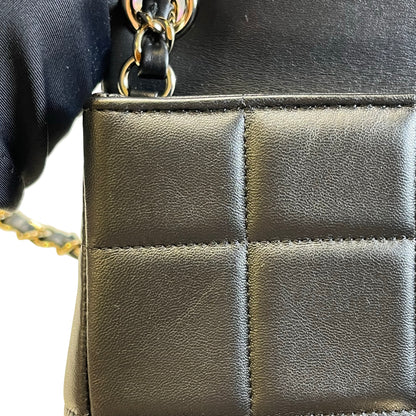 Used CHANEL Lambskin 23C Monaco Mini square flap bag Cross body bag Black