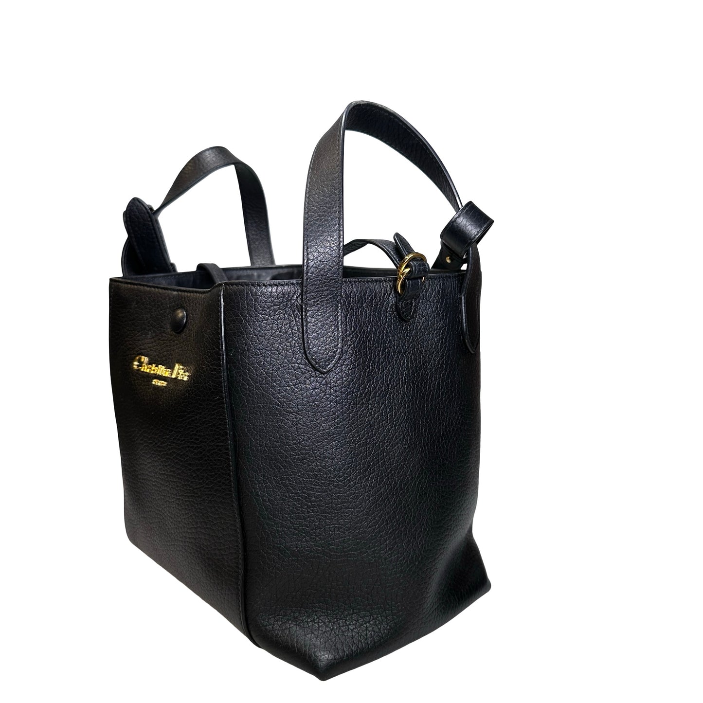 Used DIOR Grained Calfskin C'est Dior Bucket Bag Black GHW