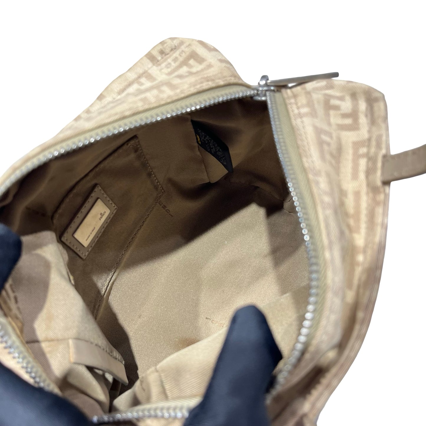 Used Fendi Canvas Handbag Beige PHW