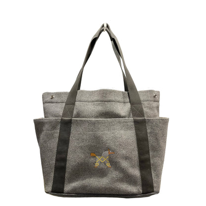 Used HERMES Canvas Animaux Nattes Nappy Bag Tote Bag Grey