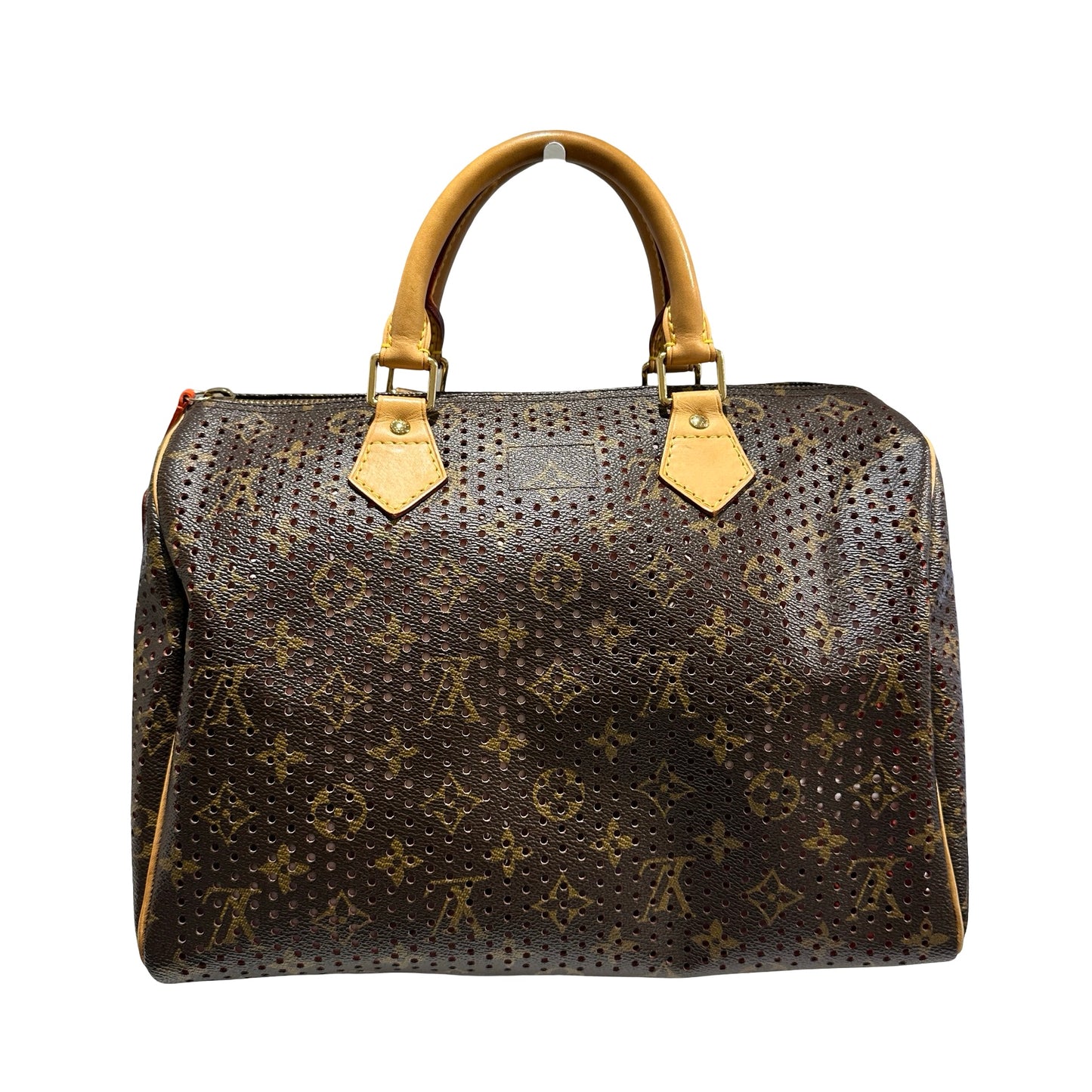Used LOUIS VUITTON Monogram Perforated Speedy 30 Handbag Brown Fuchsia