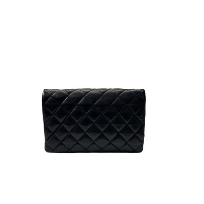 Used CHANEL Lambskin Leather 22K All Slide Adjustable Medium Flap Shoulder Bag Navy GHW