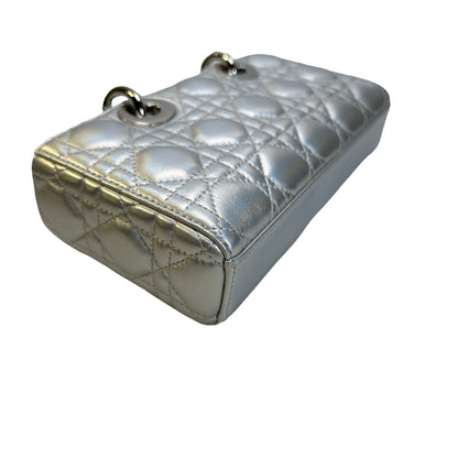 Used DIOR Cannage Lady D-Joy Handbag Silver