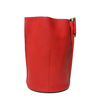 Used LOEWE Calfskin Leather Gate Bucket Bag Red GHW