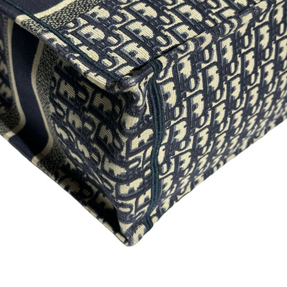 Used DIOR Canvas Used Dior Canvas Book Tote Tote Navy Blue Tote Bag Navy Blue