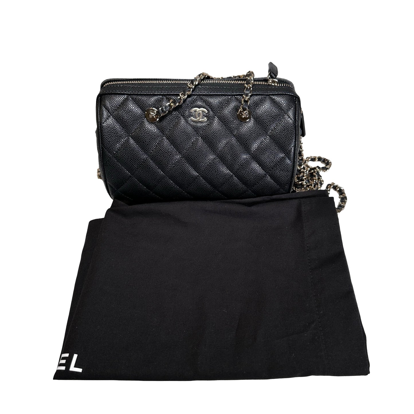 Used CHANEL Caviar Quilted Quilted Barrel Bag Barrel Bag Black