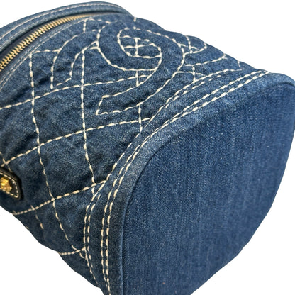 Used CHANEL Denim Bucket bag Cross body bag Denim blue