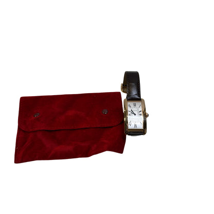 Used CARTIER Leather Gold Tank Americaine Watch Gold Brown