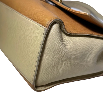 Used LOEWE Lambskin Leather Vintage Shoulder Shoulder Bag Beige Yellow