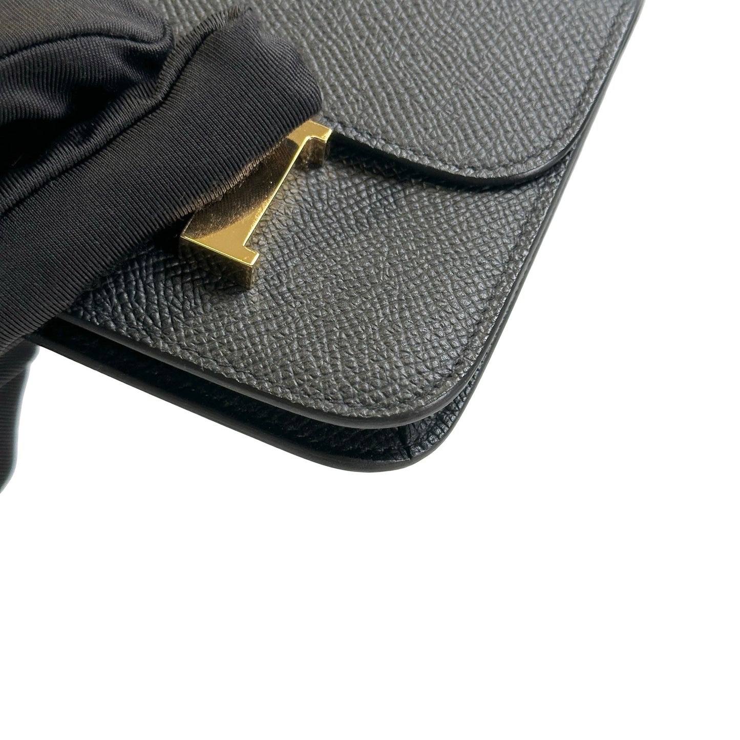 Used HERMES Epsom Constance Slim Wallet Black Gold