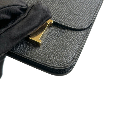 Used HERMES Epsom Constance Slim Wallet Black Gold