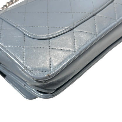 Used Chanel Shiny Calfskin WOC Cross Body Bag Baby Blue PHW