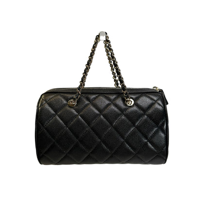 Used CHANEL Quilted Caviar leather Caviar Vanity Case Vanity case Black Gold