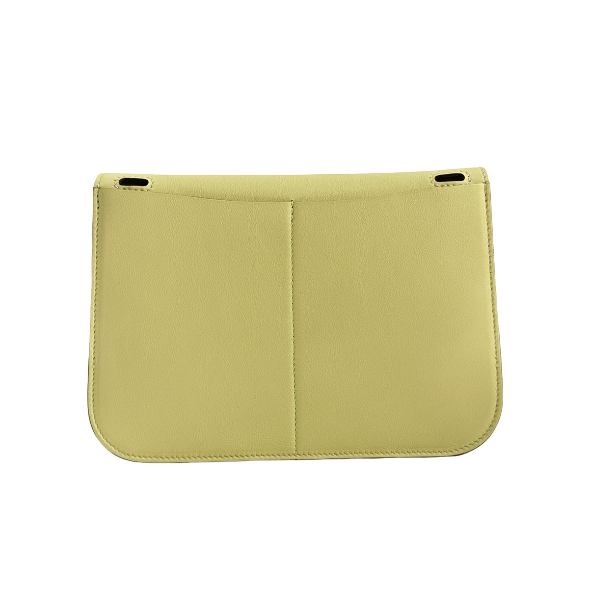 HERMES Leather Halzan Shoulder Bag Yellow Lime