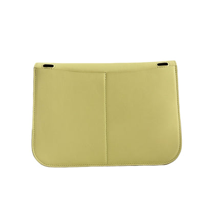 HERMES Leather Halzan Shoulder Bag Yellow Lime