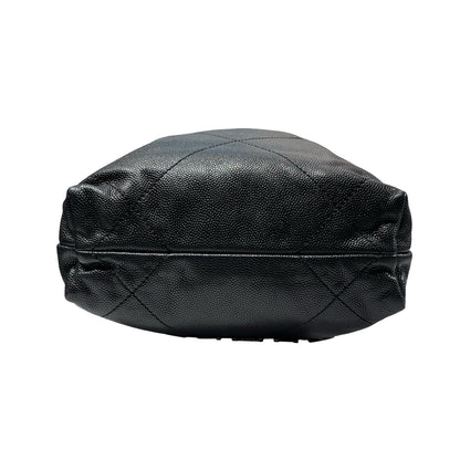 Used CHANEL Calfskin Leather Mini 22 Bucket Bag Black GHW