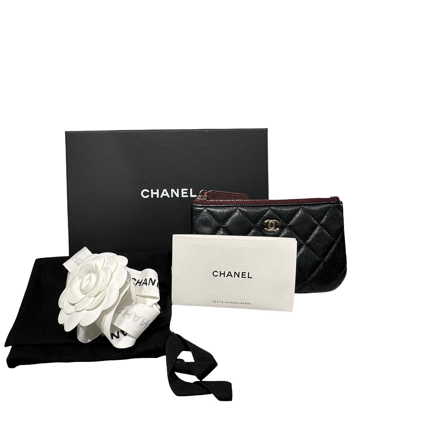 Used CHANEL Lambskin Leather POUCH Wallet Black