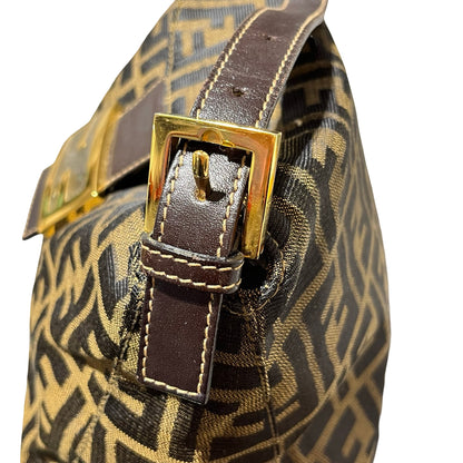 Fendi Canvas Hobo Bag Brown GHW