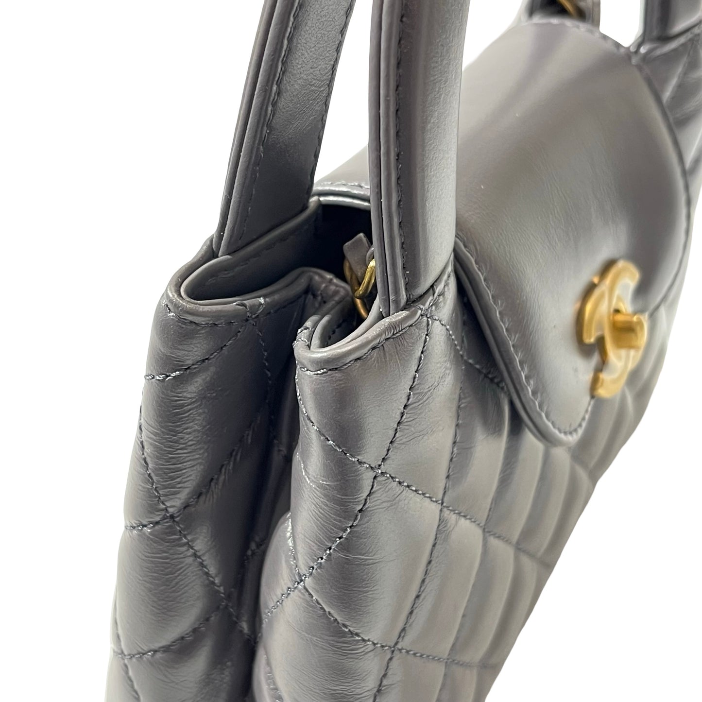 Unused CHANEL KELLY Cross Body Bag Grey GHW