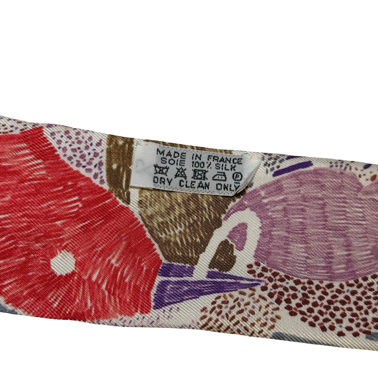 HERMES Silk Twilly Twilly White Red Purple Multicolor