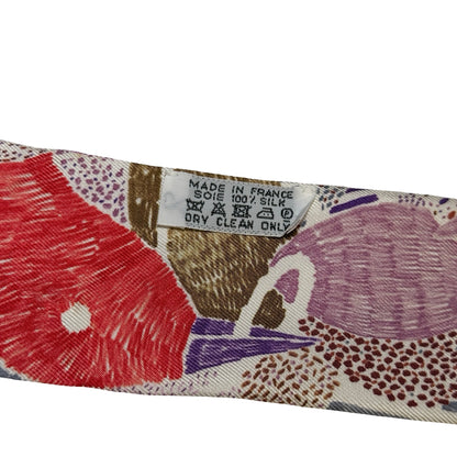 HERMES Silk Twilly Twilly White Red Purple Multicolor