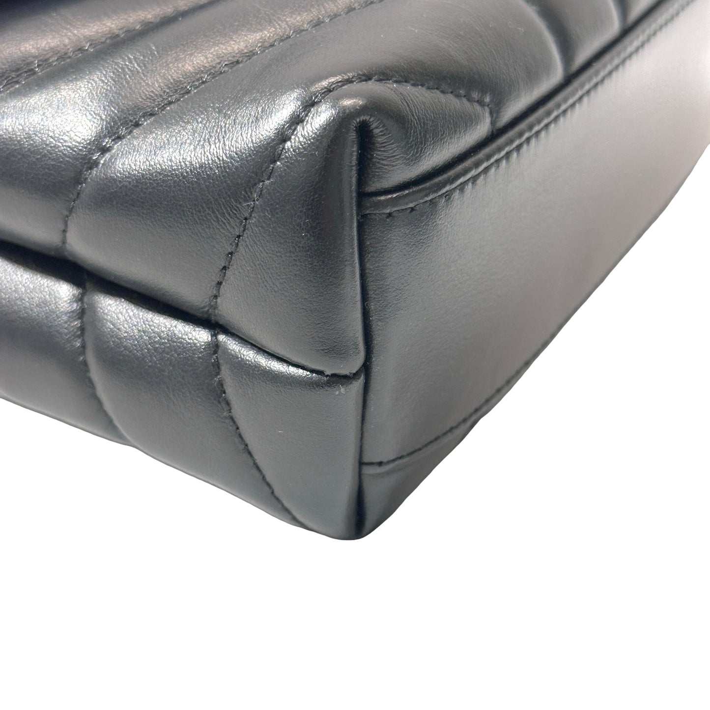 SAINT LAURENT Matelassé Calfskin Loulou Shoulder Bag Black