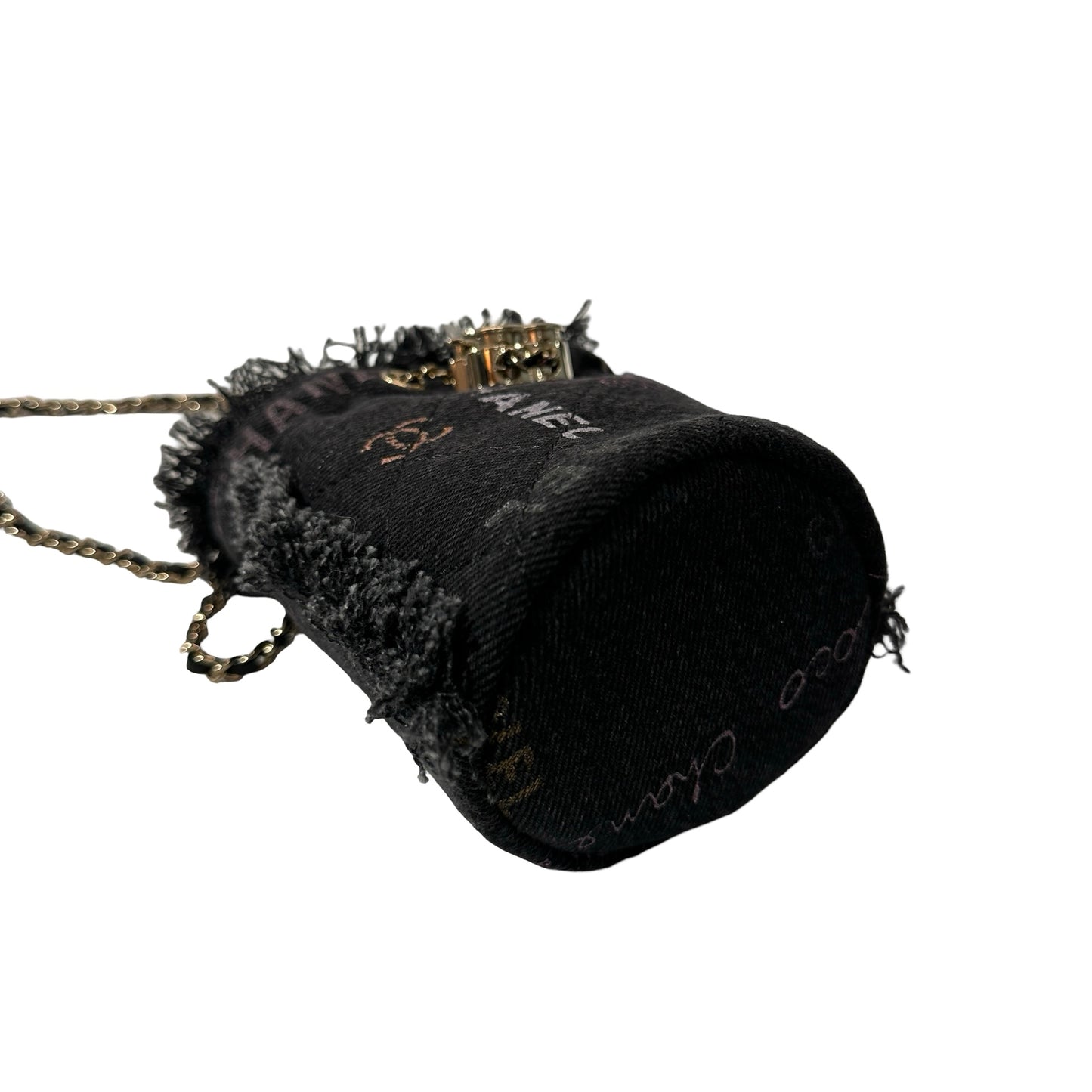 Used CHANEL Denim Bucket Bucket Bag Black GHW