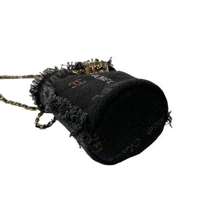 Used CHANEL Denim Bucket Bucket Bag Black GHW