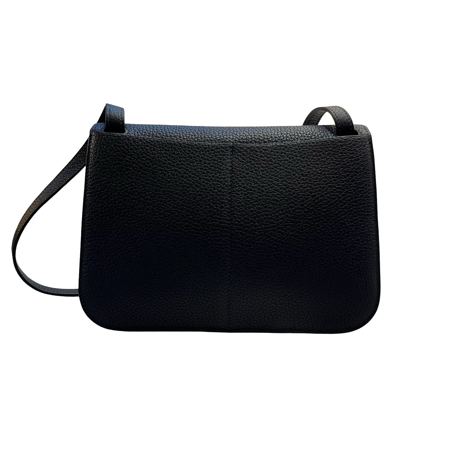 Used HERMÈS Calfskin Leather Halzan Shoulder Bag Blue GHW
