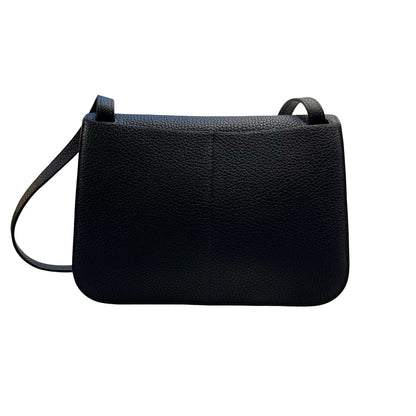 Used HERMÈS Calfskin Leather Halzan Shoulder Bag Blue GHW