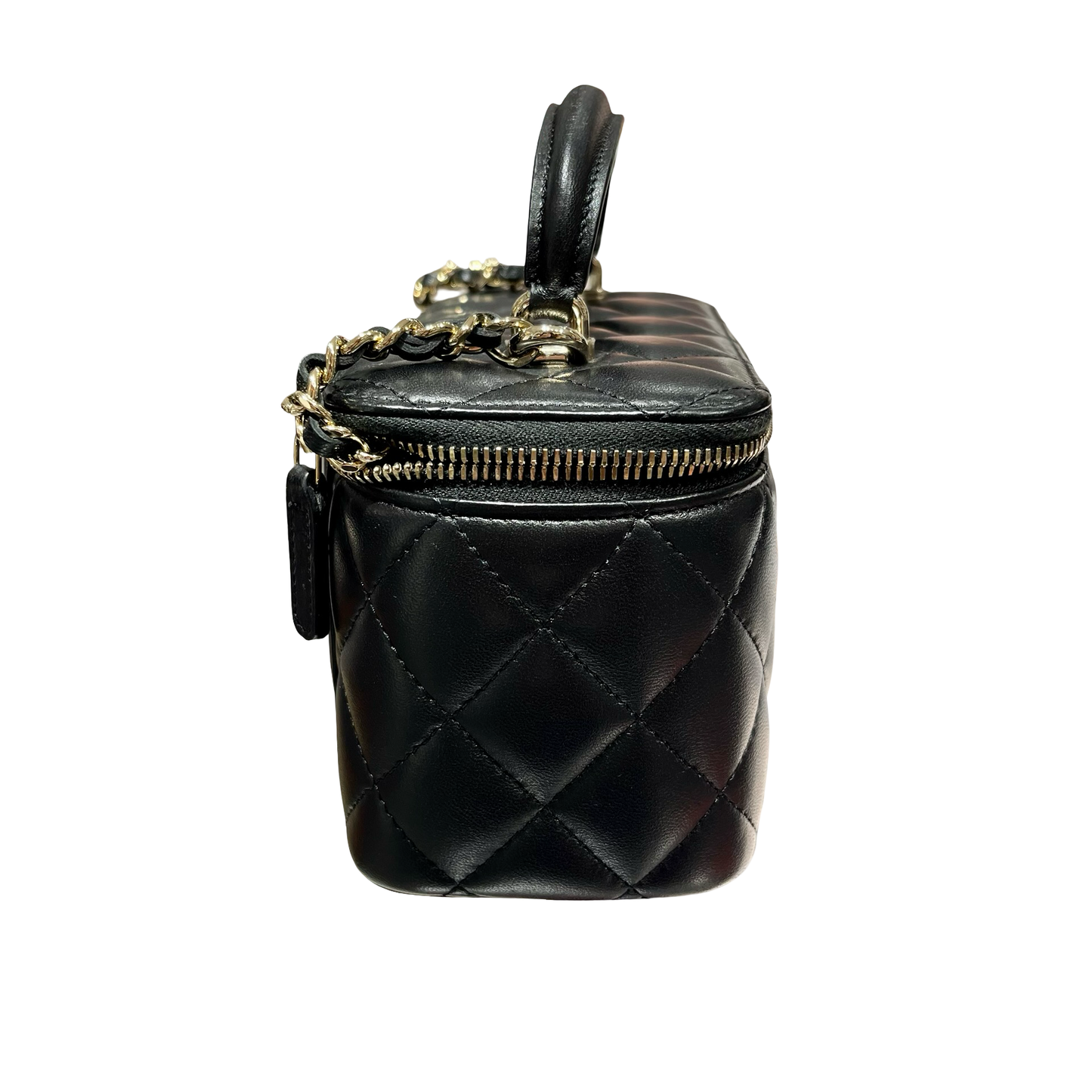 CHANEL VANITY CASE BLACK LAMBSKIN GHW [3000610]