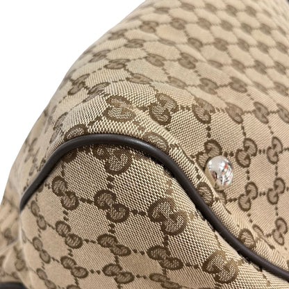 Used GUCCI GG CANVAS Medium Duffle Duffel Bag Brown