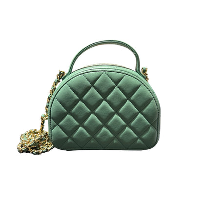 Used Chanel Chic Riviera Top Handle Vanity Case Green GHW