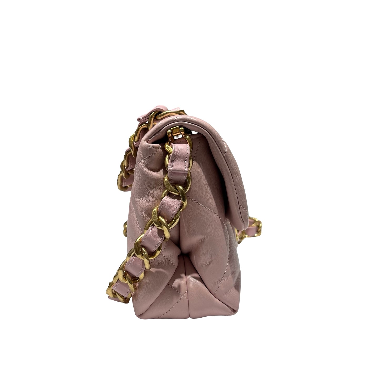 Used CHANEL Lambskin Leather Cross Body Bag Pink GHW