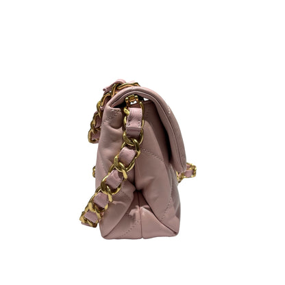 Used CHANEL Lambskin Leather Cross Body Bag Pink GHW
