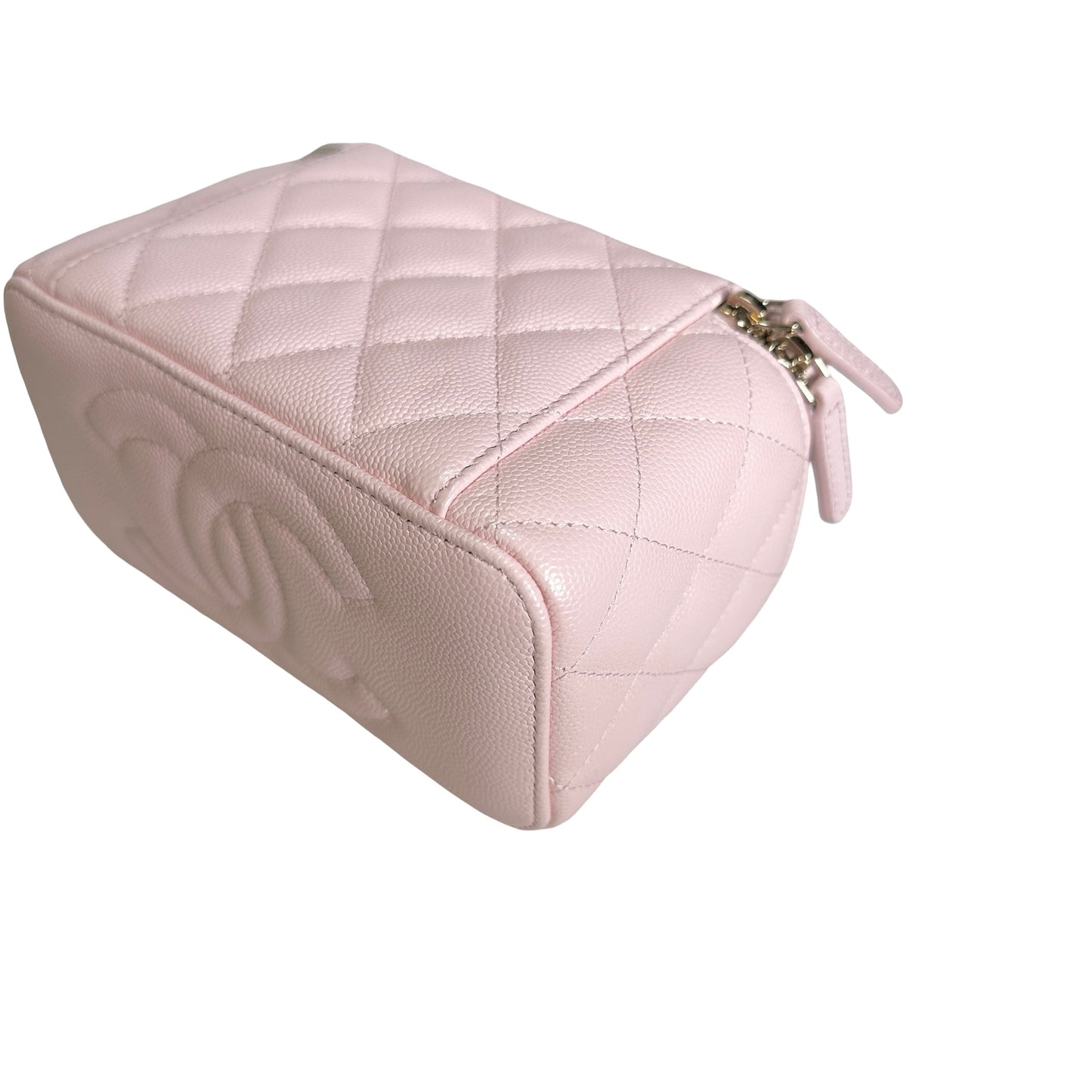 Used CHANEL Quilted Caviar Long Vanity Case Vanity case Pink