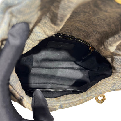 Used Saint Laurent Denim Denim Louloe Puffer Shoulder Bag Blue GHW