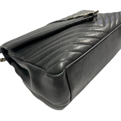 Used SAINT LAURENT Lambskin Leather College medium Shoulder Bag Black PHW