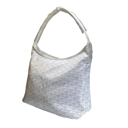 Used GOYARD Canvas Hobo Bag Shoulder Bag White PHW