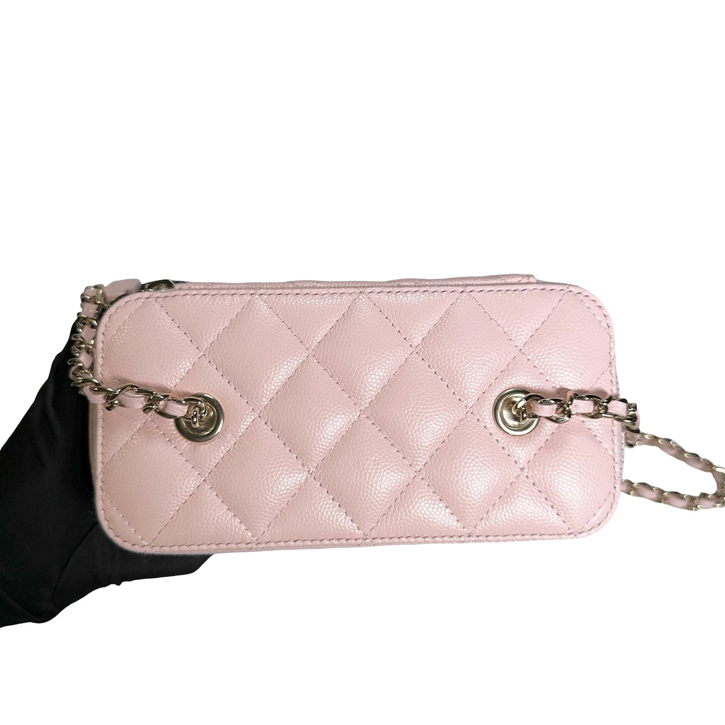 Used CHANEL Quilted Caviar Long Vanity Case Vanity case Pink