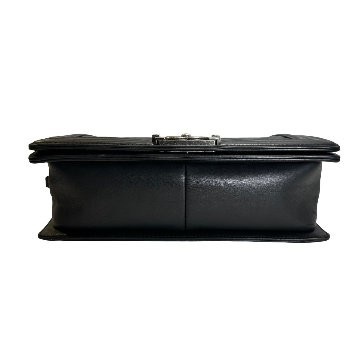 Used CHANEL Quilted Calfskin Boy Bag Shoulder Bag Black Silver