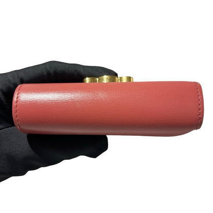 Used CÉLINE Calfskin Leather Wallet Pink GHW