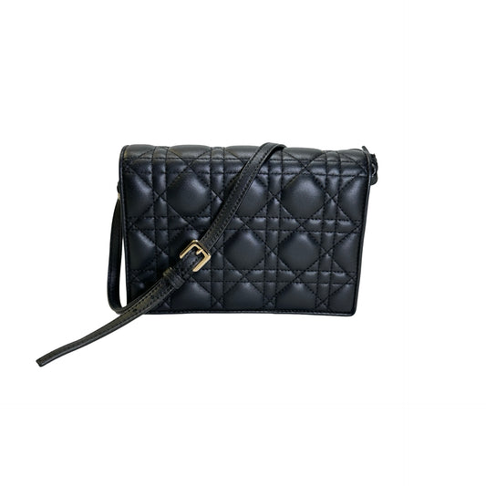 Used DIOR Cannage Lady Dior Crossbody Bag Black GHW