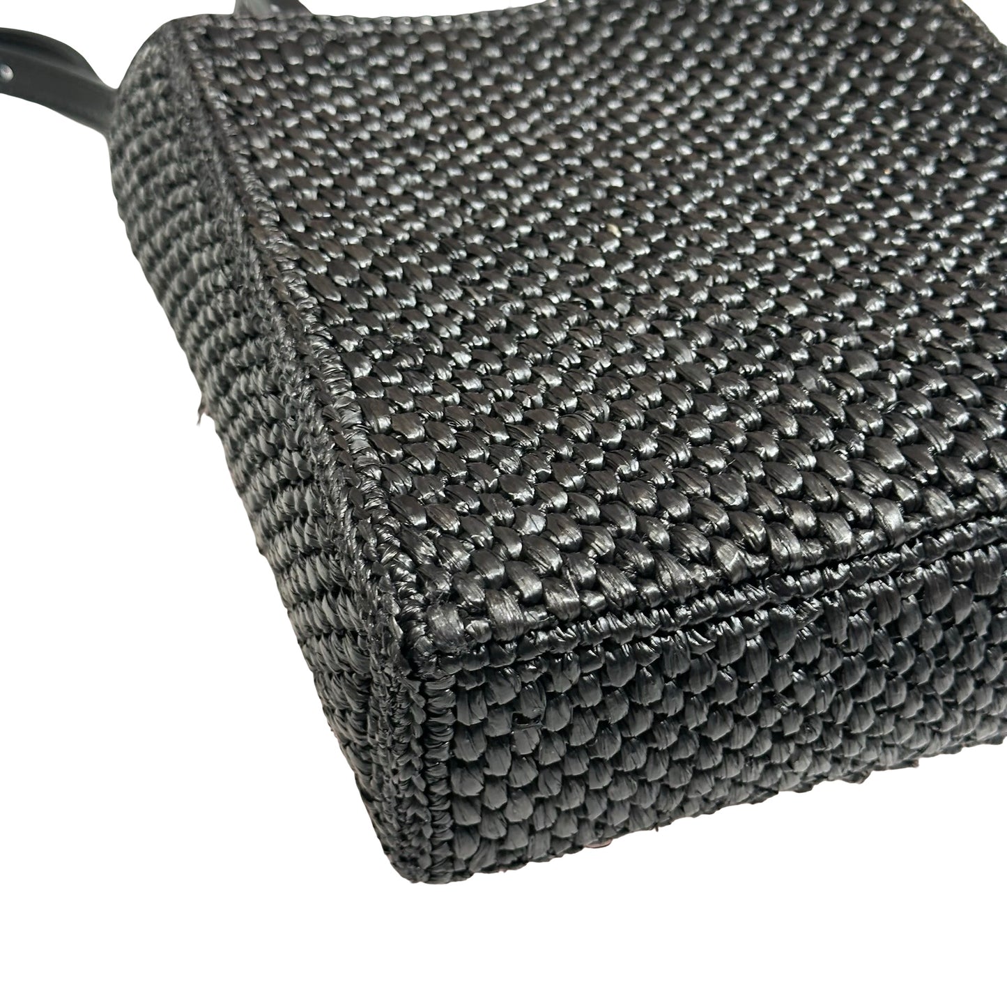 Used LOEWE Raffia A5 Tote Cross Body Bag Black