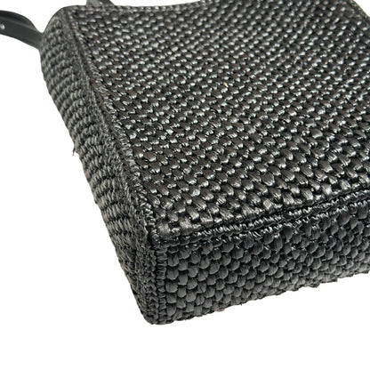 Used LOEWE Raffia A5 Tote Cross Body Bag Black
