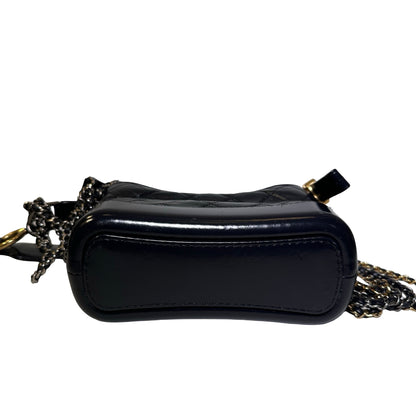Used CHANEL Calfskin Leather Chain Shoulder Bag Navy Blue GHW PHW
