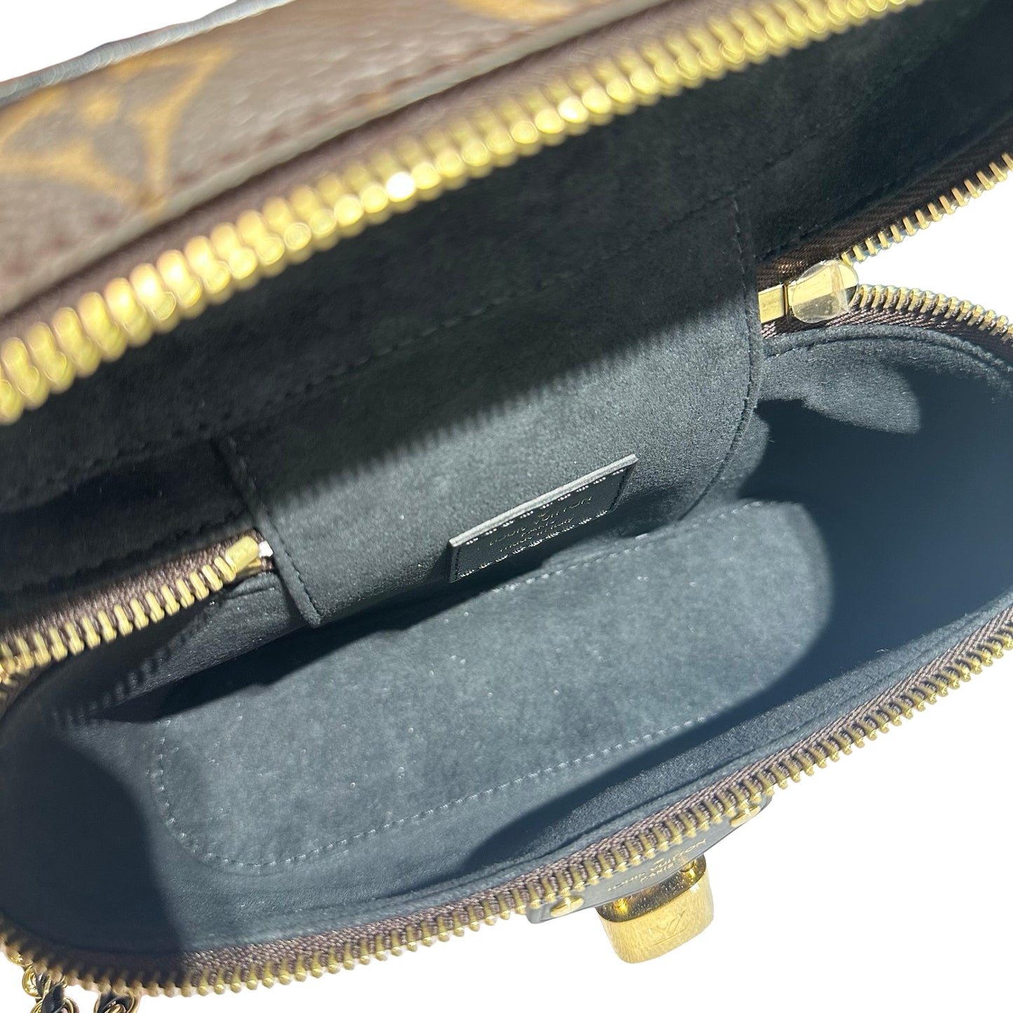 Used LOUIS VUITTON Coated Canvas Monogram Vanity Chain Pouch Two Way Shoulder Bag Brown Black GHW